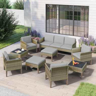 9 piece rattan online set